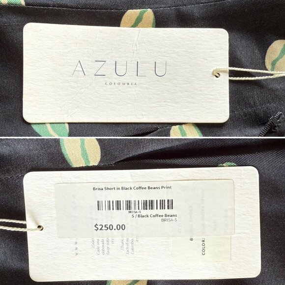 Azulu Brisa Shorts Size Small Black Coffee Bean Print NWT Luxury Resortwear - Picture 4 of 11
